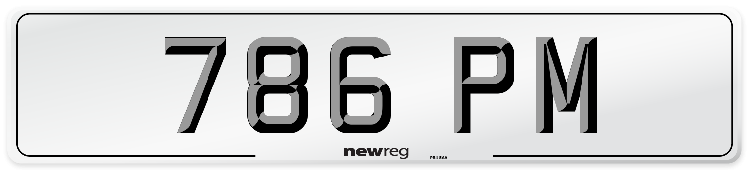 786 PM Number Plate from New Reg